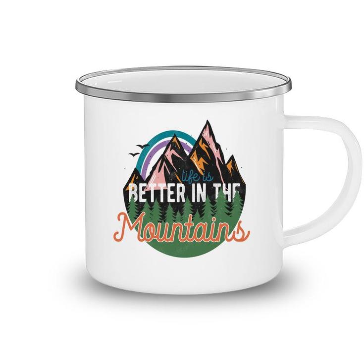 Life Is Better In The Mountains Wild Life  Vintage Style Camping Mug