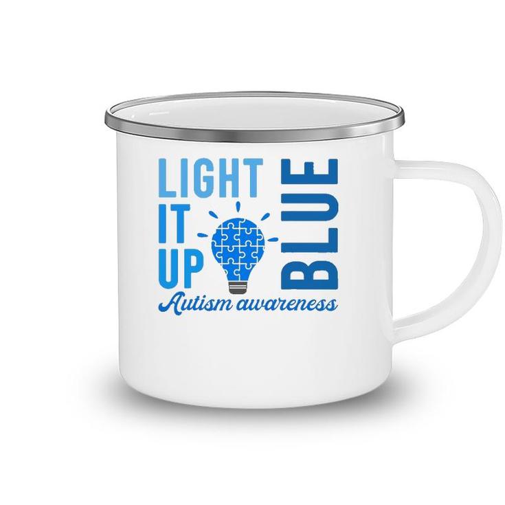 Light It Up Blue Autism Awareness S Men Women Autistic Camping Mug