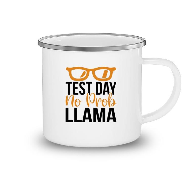 Llama Test Day No Prob Llama Yellow And Black Camping Mug