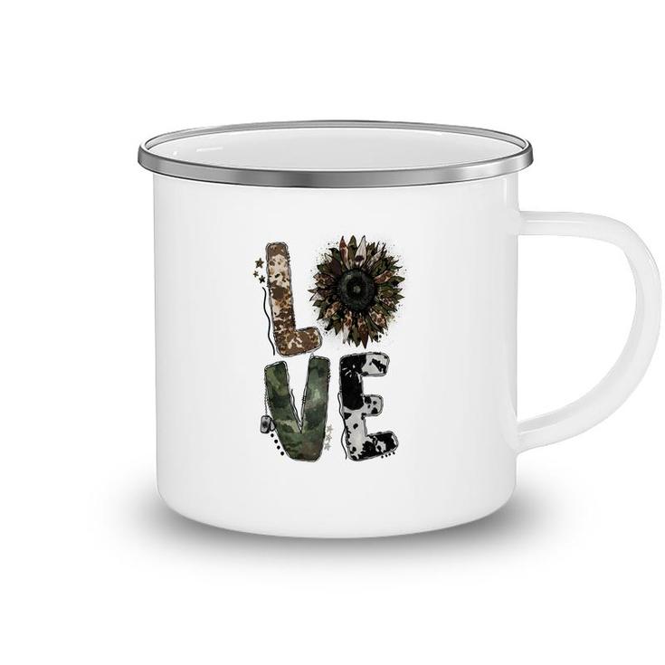 Love Military Sunflower Power Hero Dad Camping Mug