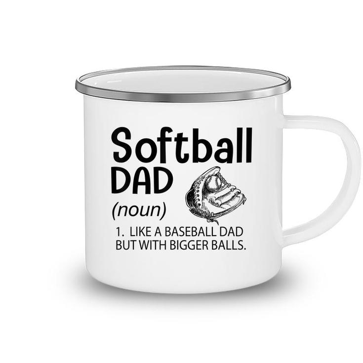 Mens Softball Dad Like A Baseball Dad But With Bigger Balls  Camping Mug