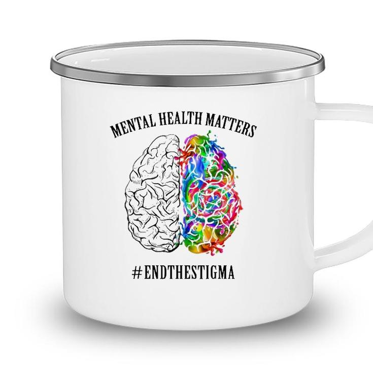Mental Health Matters End The Stigma Mental Health Awareness Colorful Human Brain Camping Mug