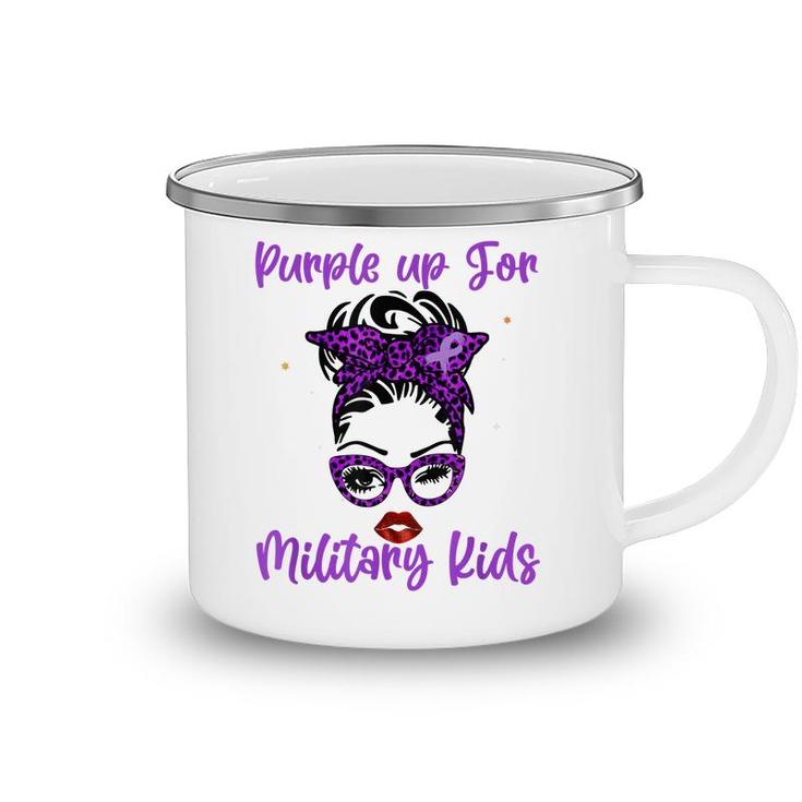Messy Bun Purple Up Day For Military Kids Child Purple Up  Camping Mug