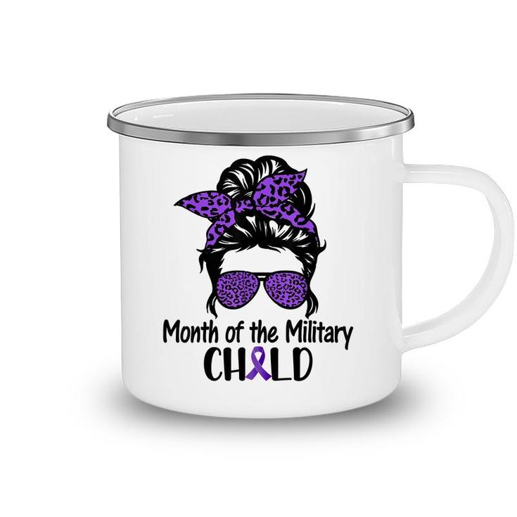 Month Of The Military Kids Child Messybun Leopard Sunglasses  Camping Mug