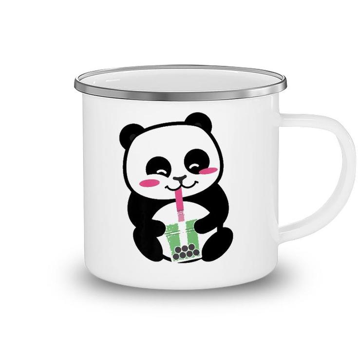 Panda Sipping Bubble Tea Cute Animal Inspired Anime  Camping Mug