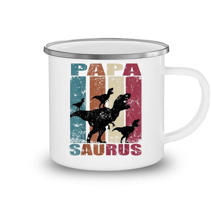Papa Saurus Dinosaur Dino Triplet Dinos Family Papasaurus  Camping Mug