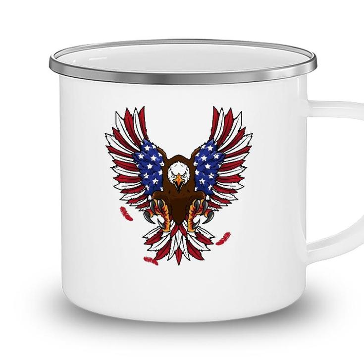 Patriotic July 4Th Usa Eagle Lovers American Flag Eagle Camping Mug