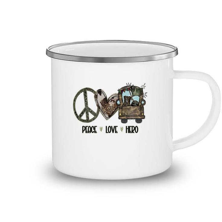 Peace Love Hero Dad Special Gift For Father  Camping Mug