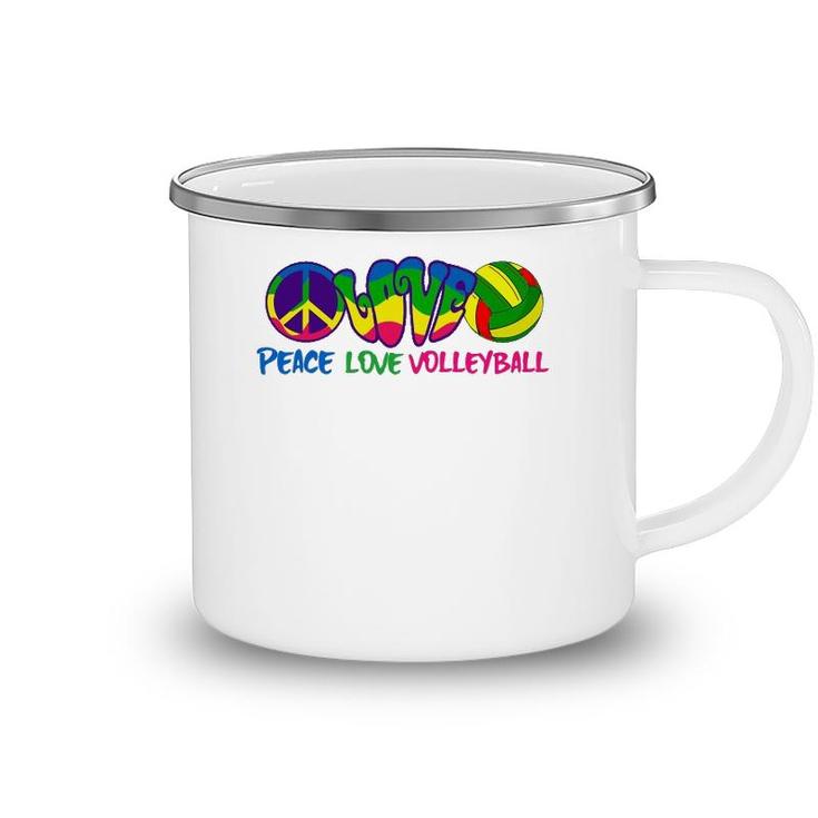 Peace Love Volleyball-Retro Stryle Volleyball Apparel Gifts Camping Mug