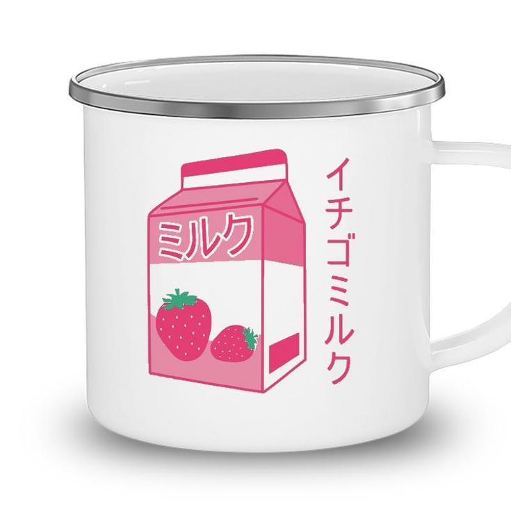Pink Strawberry Milk Japanese Kawaii Retro 90S Anime Camping Mug
