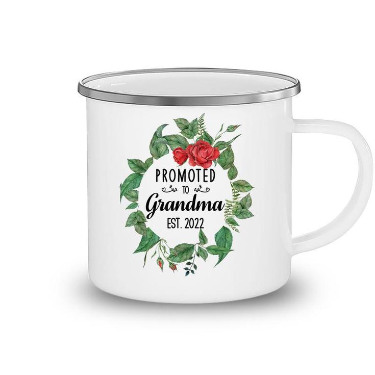Promoted To Grandma Est 2022 Women Flower First Time Grandma  Camping Mug