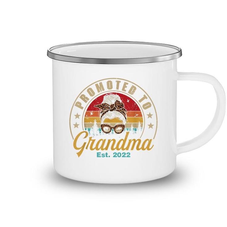 Promoted To Grandma Est 2022 Women Retro First Time Grandma  Camping Mug