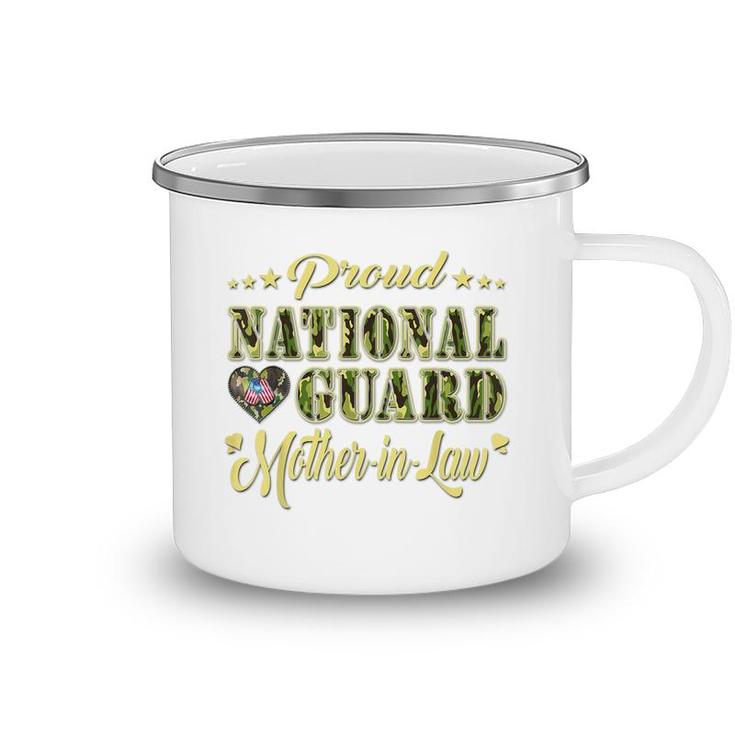 Proud National Guard Mother-In-Law Dog Tags Heart Army Mom  Camping Mug