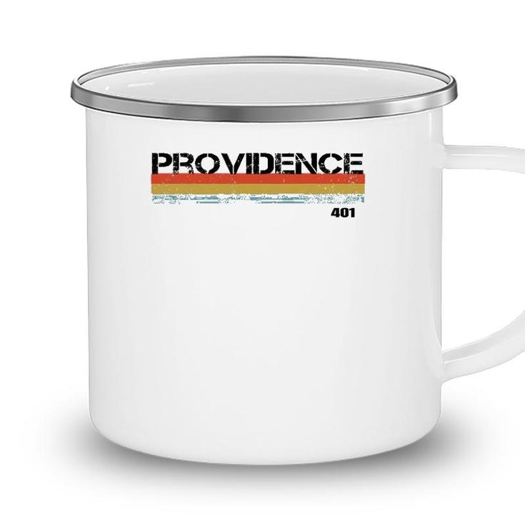Providence Area Code Retro Vintage Stripes Camping Mug
