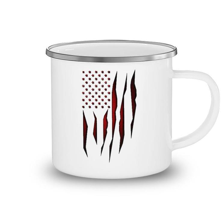 Red Carbon Fiber Onyx American Flag  Camping Mug