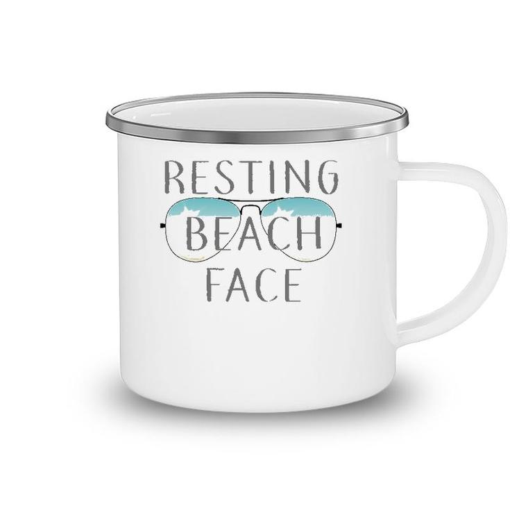 Resting Beach Face Summer Tee  With Sunglasses Camping Mug