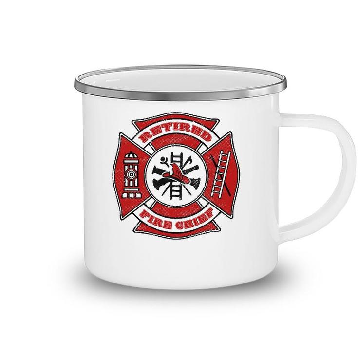 Retired Fire Chief Retirement Gift Red Maltese Cross Camping Mug