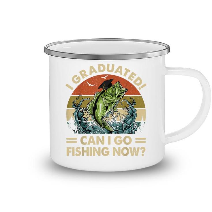 Retro I Graduated Can I Go Fishing Now Cute Graduation  Camping Mug