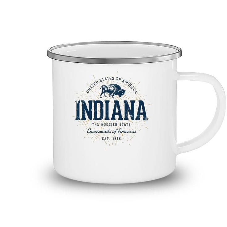 Retro Vintage State Of Indiana Camping Mug