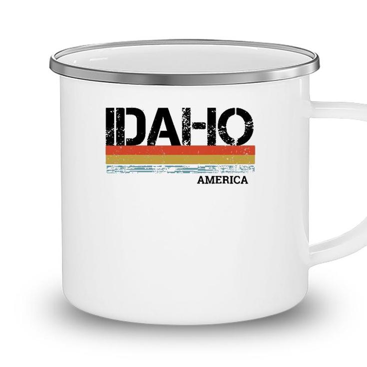 Retro Vintage Stripes Idaho Gift & Souvenir Camping Mug