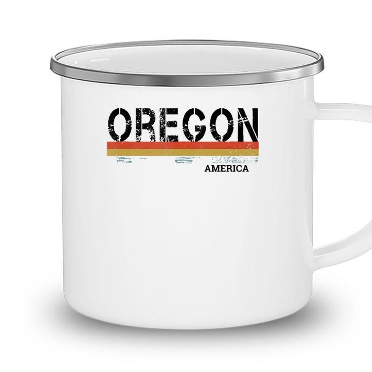 Retro Vintage Stripes Oregon Gift & Souvenir  Camping Mug