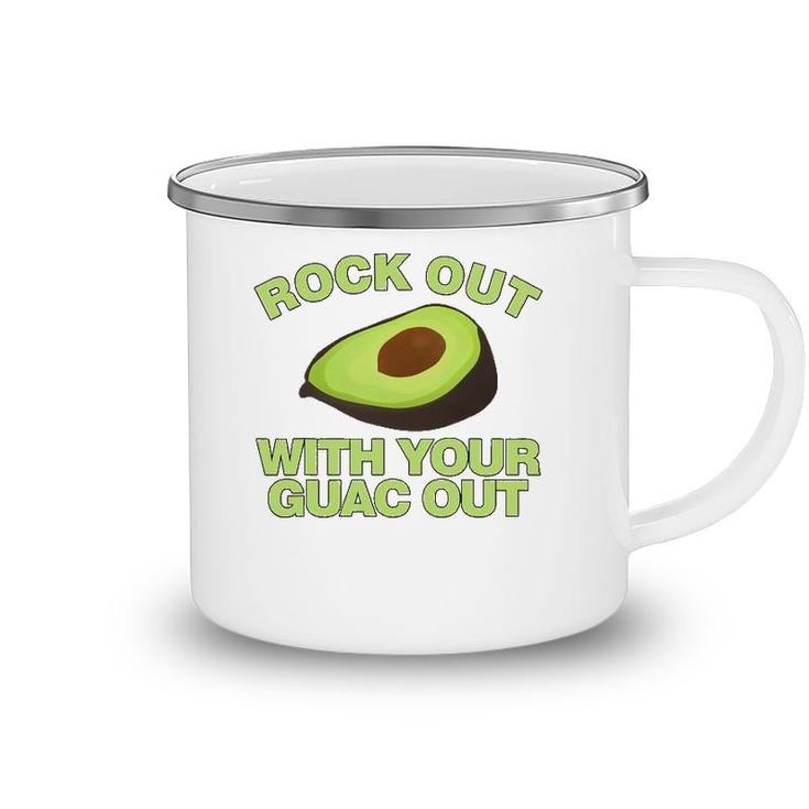 Rock Out With Your Guac Out Funny Avocado Camping Mug