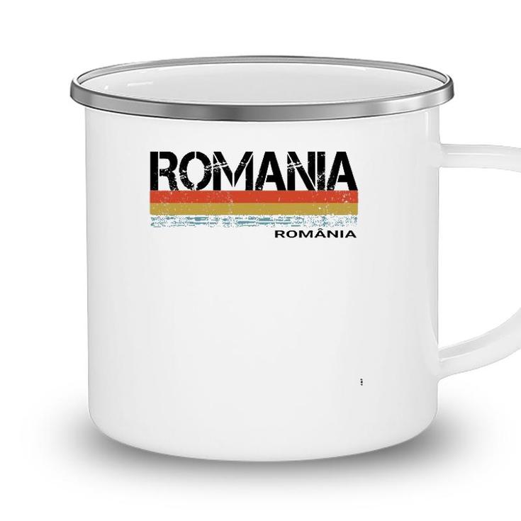 Romania Vintage Retro Stripes Camping Mug