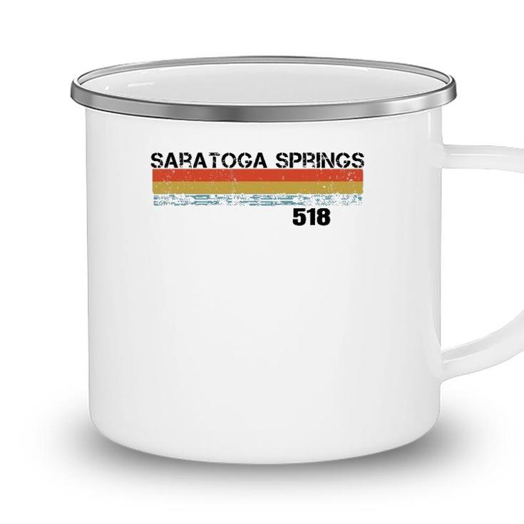 Saratoga Springs Vintage Retro Stripes Camping Mug