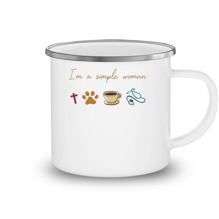 Simple Woman Jesus Dog Coffee Stethoscope Nurse Camping Mug
