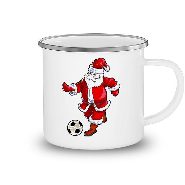 Soccer Christmas Men Kids Boys Soccer Santa Claus Camping Mug