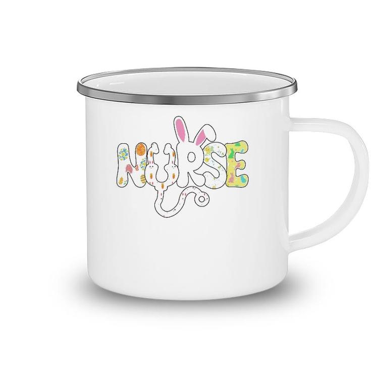 Stethoscope Scrub Nurse Life Easter Day Cute Bunny With Eggs Camping Mug