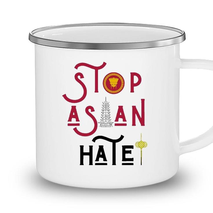 Stop Asian Hate Americans Support Asians Vintage Retro Peace Camping Mug