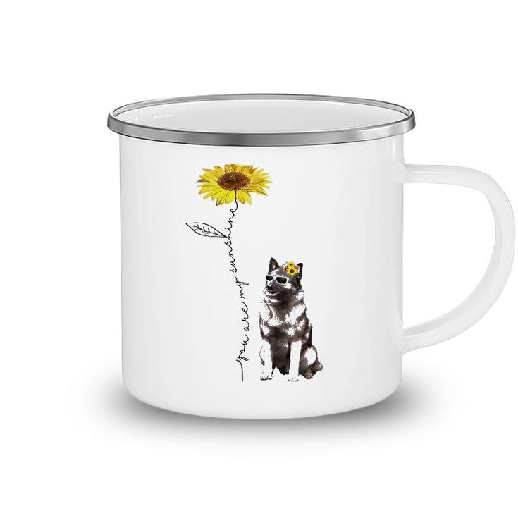 Sunflower And Norwegian Elkhound Camping Mug