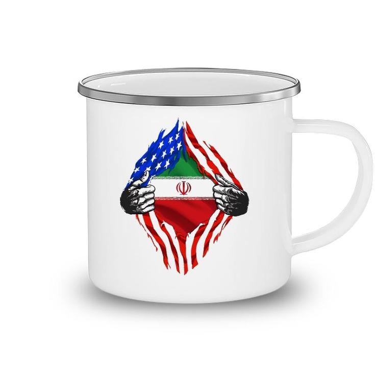 Super Iranian Heritage Iran Roots Usa Flag Camping Mug