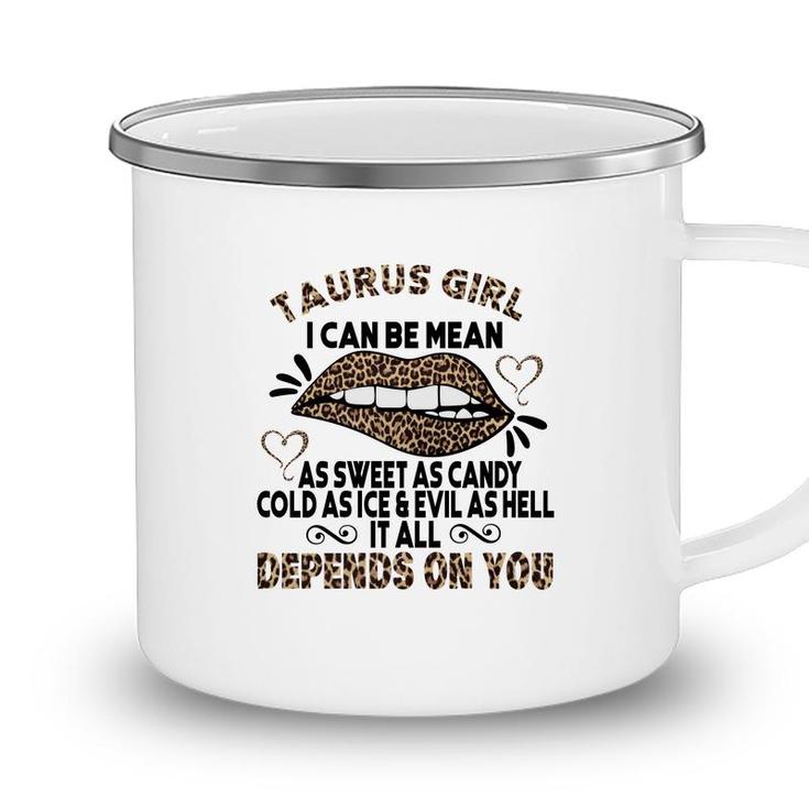 Sweet As Candy Cold As Ice Taurus Girl Leopard Design Camping Mug