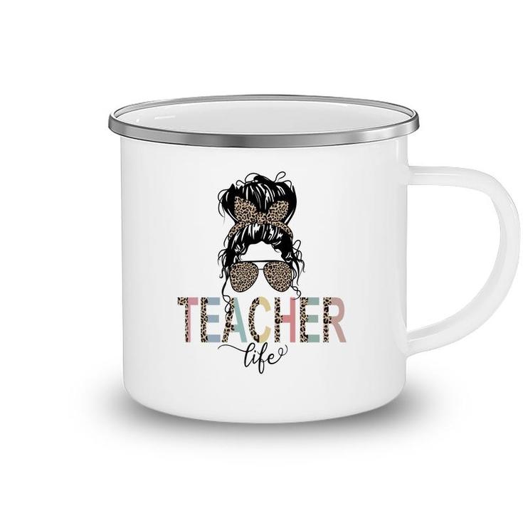 Teacher Life Leopard Badass Teacher Gift Camping Mug