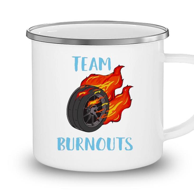 Team Burnouts Gender Reveal Party Idea For Baby Boy Reveal Camping Mug