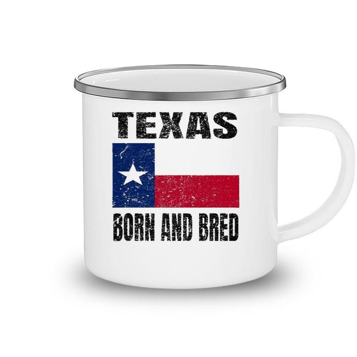 Texas Born And Bred Vintage Texas State Flag Camping Mug