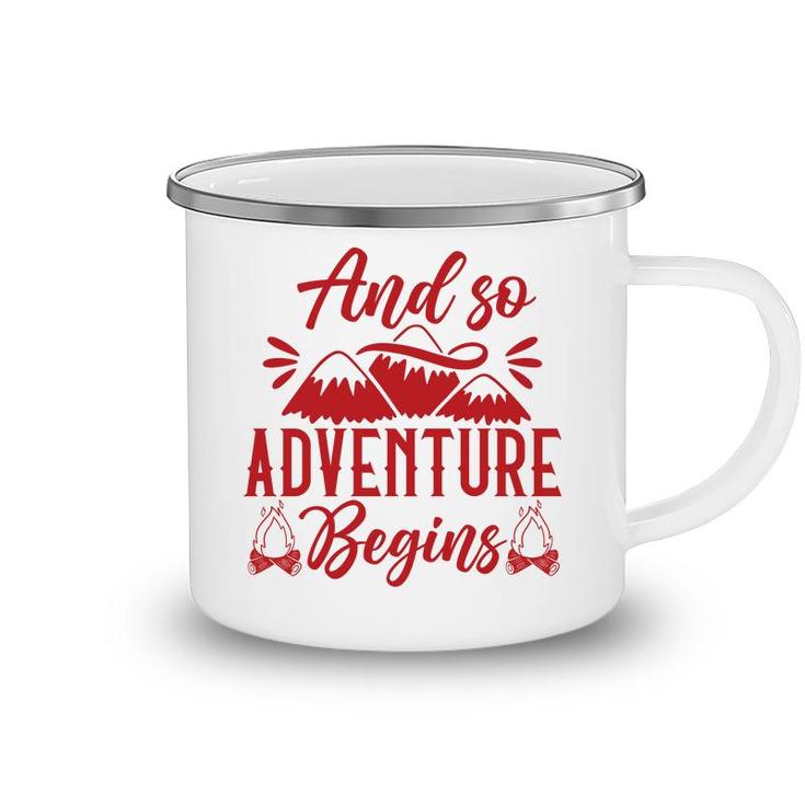 Travel Lover Explores And So Adventure Begins Camping Mug