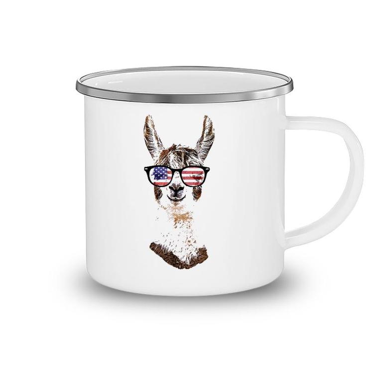 Usa America Llama Patriotic July 4 Sunglasses Funny Camping Mug