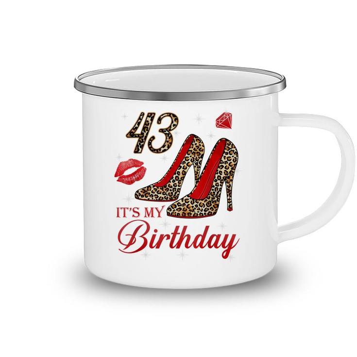Women Its My 43Rd Leopard High Heels Happy 43Th Birthday  Camping Mug