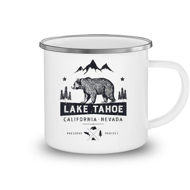 Womens Lake Tahoe National Park California Nevada Vintage Bear Men V-Neck Camping Mug