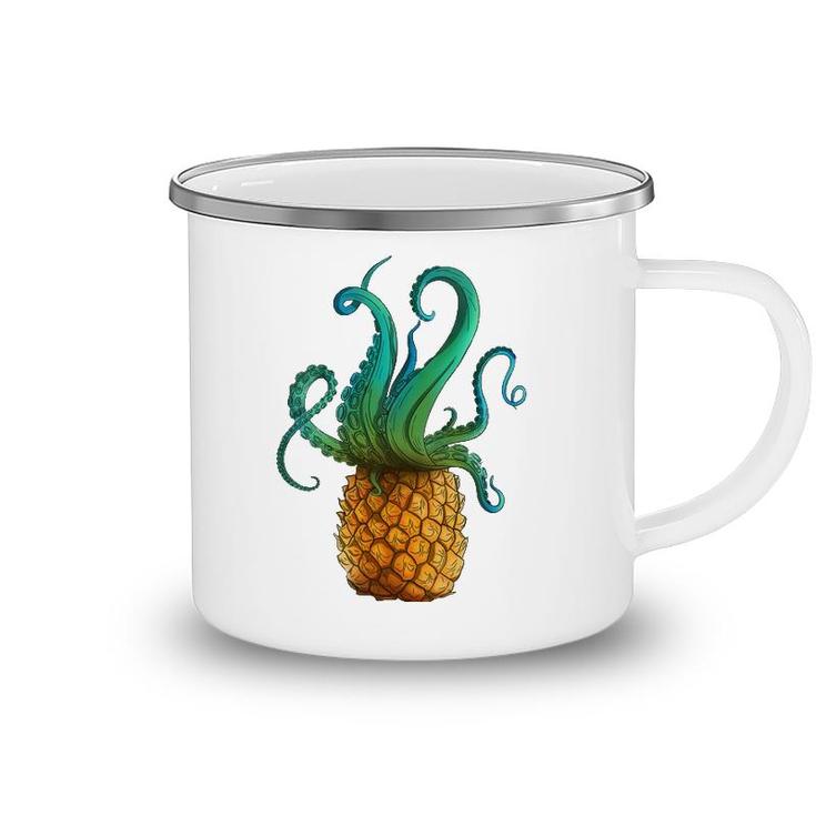 Womens Pineapple Octopus Funny Summer Tee V-Neck Camping Mug