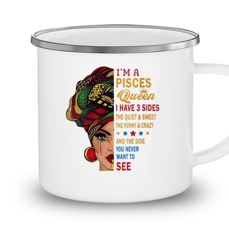 Womens Pisces Queens Are Born In February 19- March 20 V-Neck Camping Mug