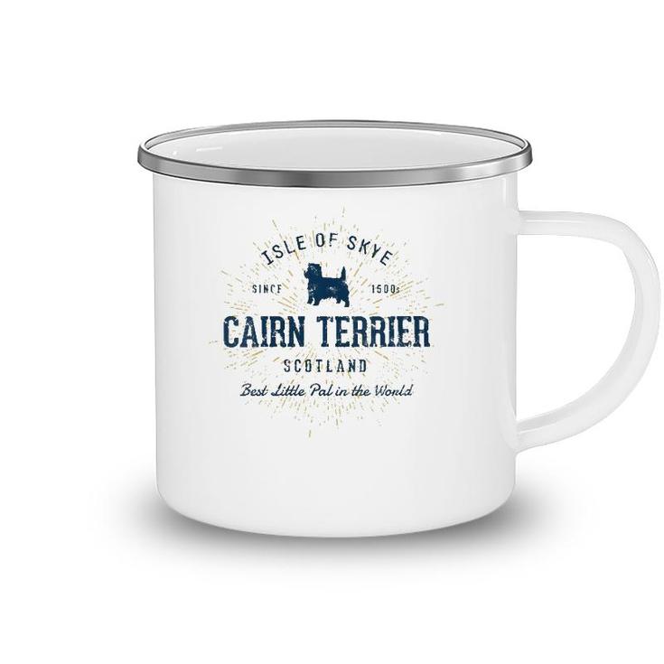 Womens Retro Vintage Cairn Terrier V-Neck Camping Mug