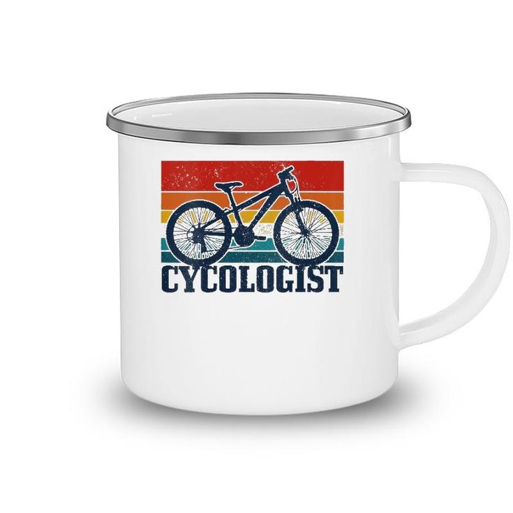 Womens Vintage Cycologist Mountain Bike Mtb Cycling Funny Gift V-Neck Camping Mug
