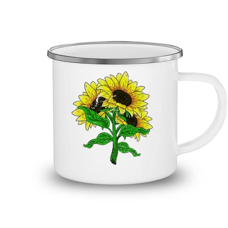 Yellow Flower Florist Floral Blossom Sunshine Sunflower Camping Mug