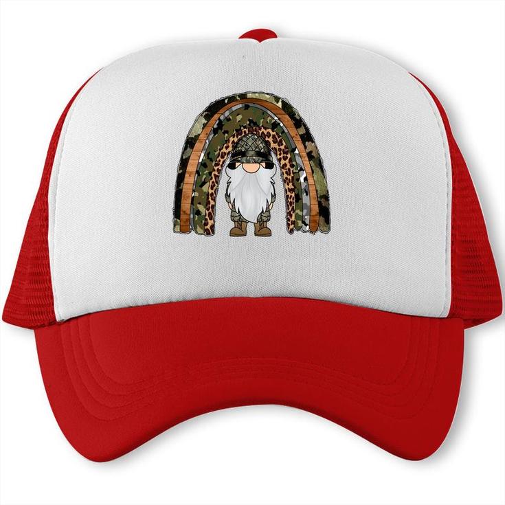 Army Rainbow Gnome Hero Dad Gift Idea Trucker Cap