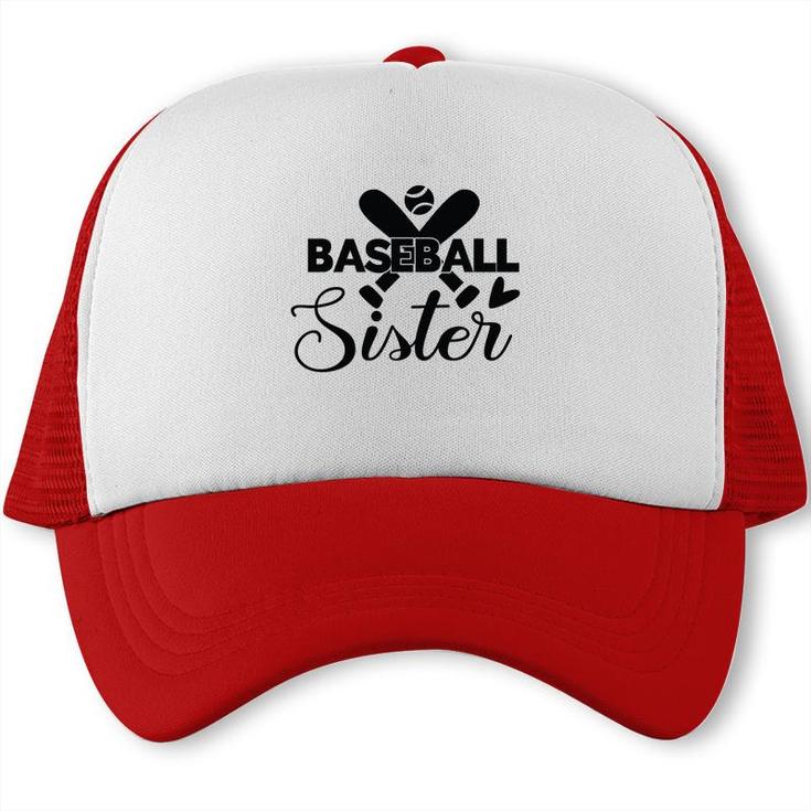 Baseball Sister Black Gift Idea Ball Trucker Cap