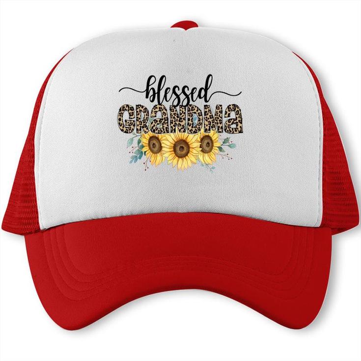 Blessed Grandma Sunflower Leopard Vintage Mothers Day Trucker Cap